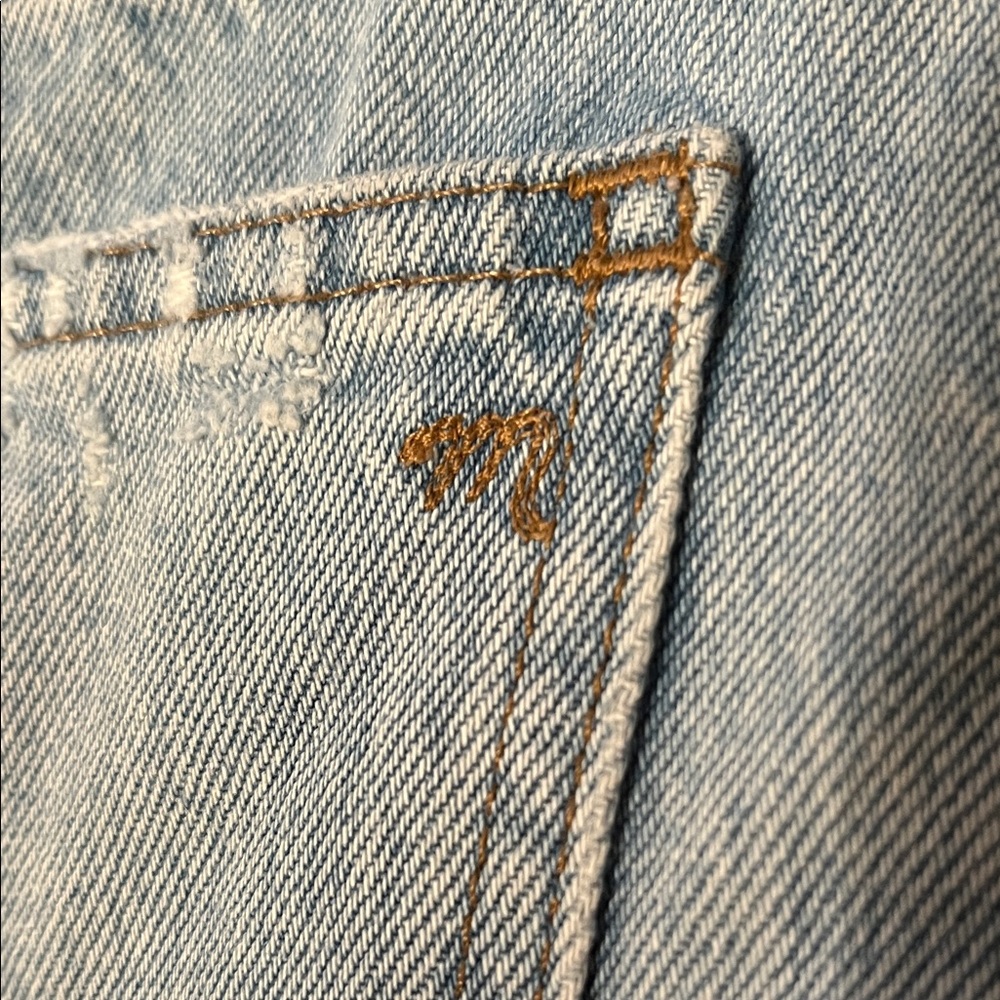 Madewell Relaxed Denim Shorts in Cedarcroft Light Blue Wash with Frayed Ends - Picture 12 of 16